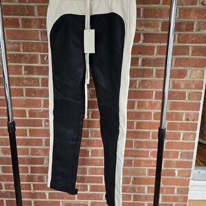 MNML Leather Black and Cream Two-Tone Moto Joggers